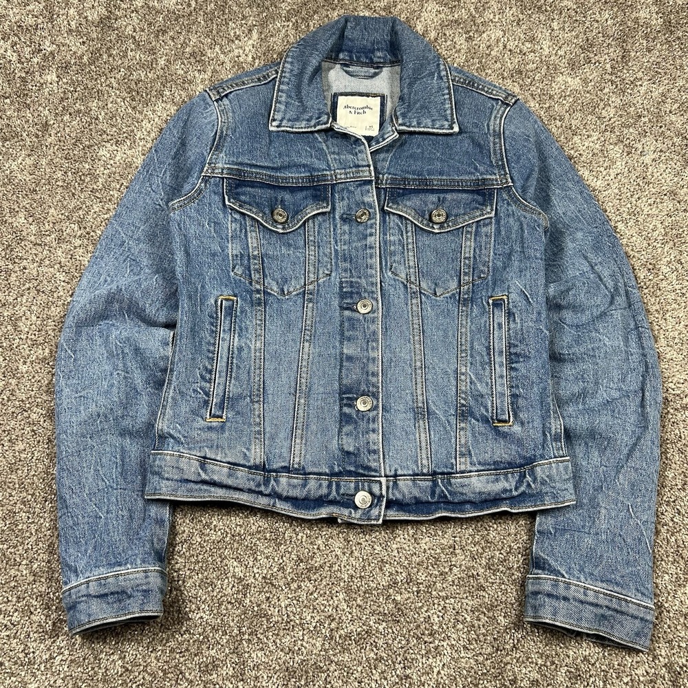 Vintage Abercrombie&Fitch Denim Trucker Jacket Blue Womens Size XS Extra Small